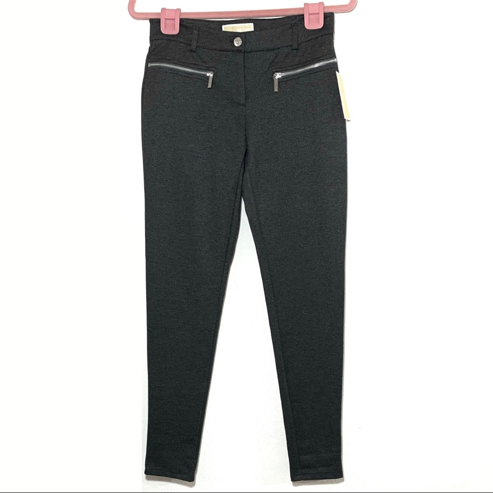NEW Size 4 $99 Michael Kors Dark Gray Derby Zipper Pockets Skinny Leg Pants